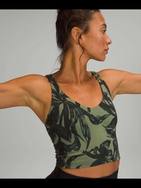 lululemon athletica Olive Green Printed Sports Crop Bra